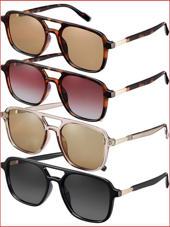 Retro Aviator Sunglasses Women Men Polarized Vintage Rectangle UV400 Protection